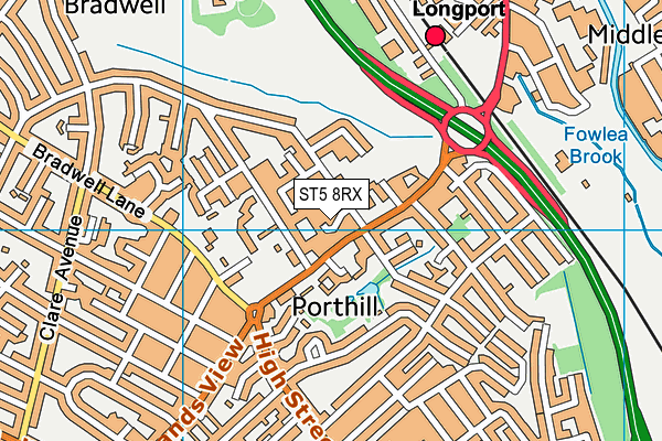 ST5 8RX map - OS VectorMap District (Ordnance Survey)