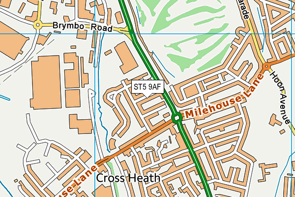 ST5 9AF map - OS VectorMap District (Ordnance Survey)