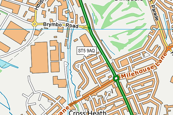 ST5 9AQ map - OS VectorMap District (Ordnance Survey)