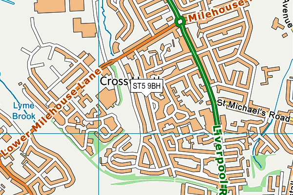 ST5 9BH map - OS VectorMap District (Ordnance Survey)