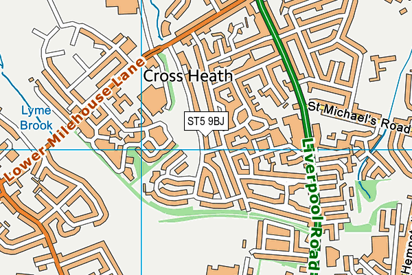 ST5 9BJ map - OS VectorMap District (Ordnance Survey)