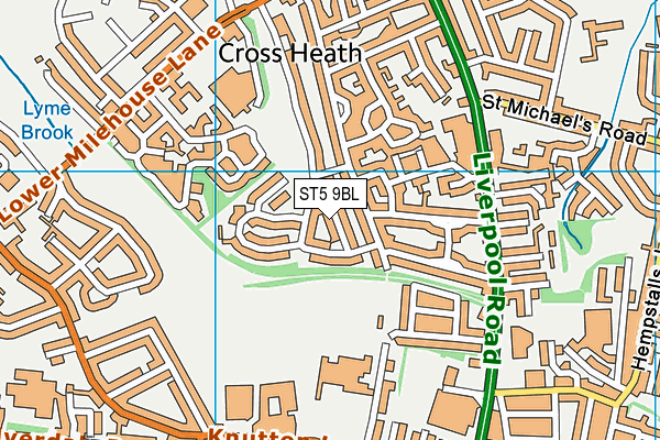 ST5 9BL map - OS VectorMap District (Ordnance Survey)