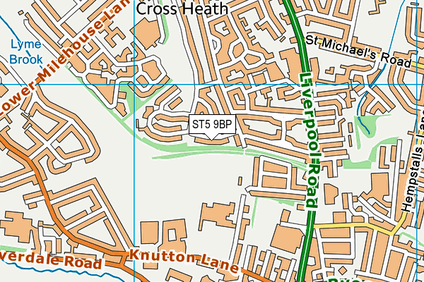 ST5 9BP map - OS VectorMap District (Ordnance Survey)