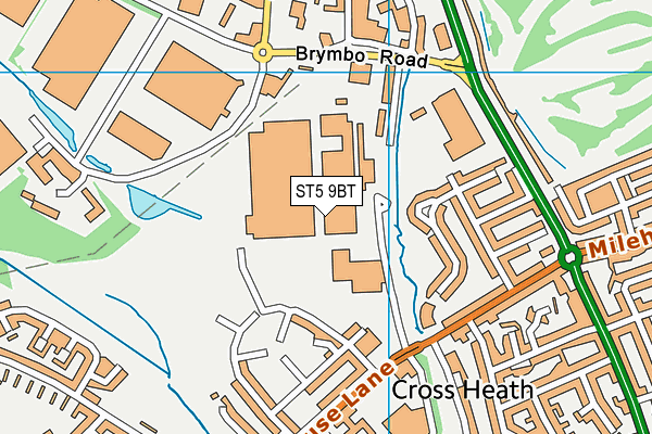 ST5 9BT map - OS VectorMap District (Ordnance Survey)