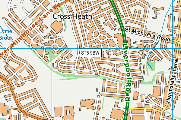 ST5 9BW map - OS VectorMap District (Ordnance Survey)