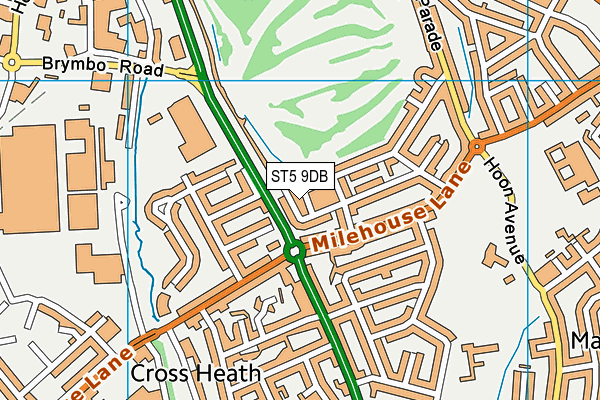 ST5 9DB map - OS VectorMap District (Ordnance Survey)