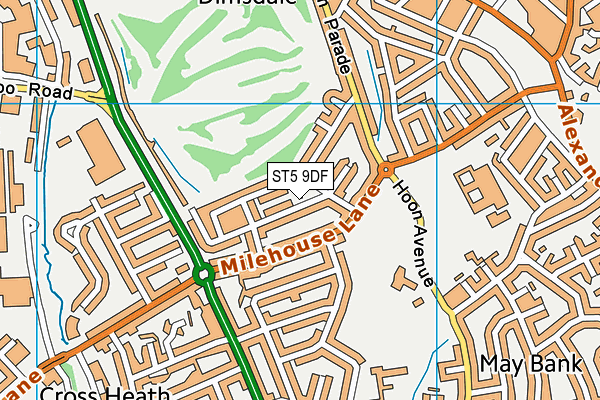 ST5 9DF map - OS VectorMap District (Ordnance Survey)