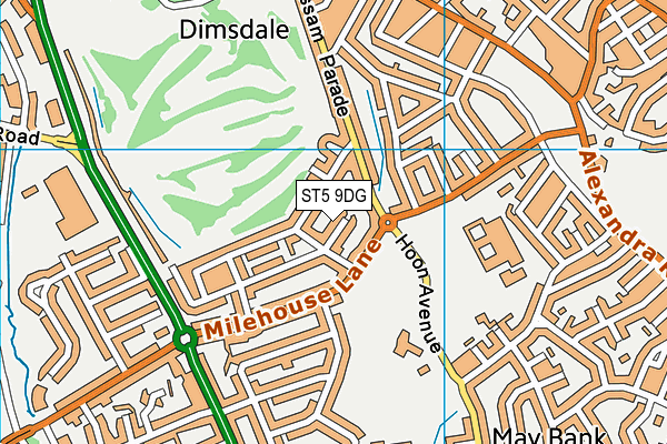 ST5 9DG map - OS VectorMap District (Ordnance Survey)