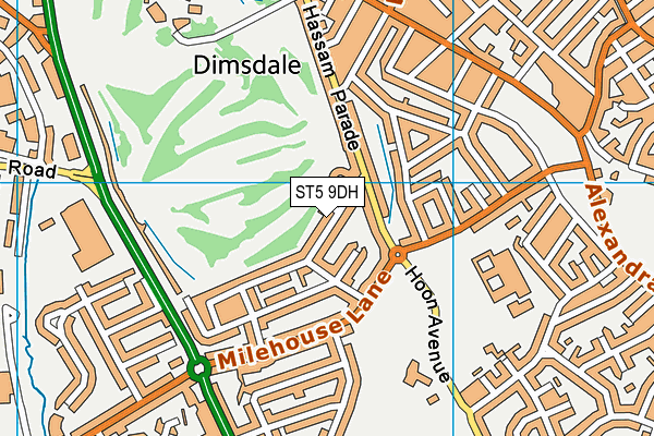 ST5 9DH map - OS VectorMap District (Ordnance Survey)