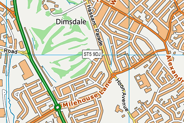 ST5 9DJ map - OS VectorMap District (Ordnance Survey)