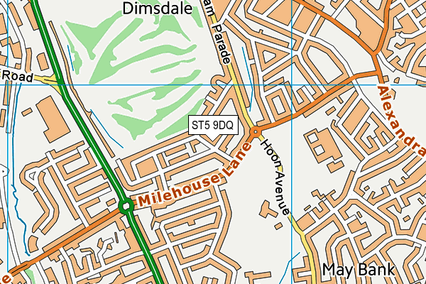 ST5 9DQ map - OS VectorMap District (Ordnance Survey)