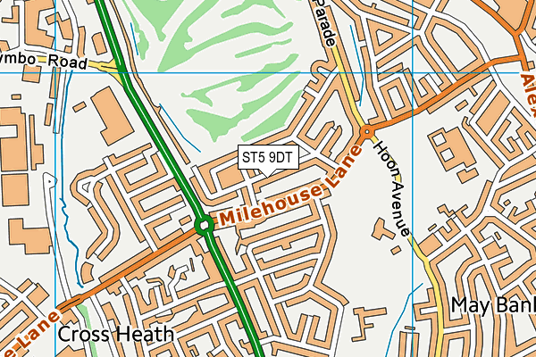 ST5 9DT map - OS VectorMap District (Ordnance Survey)