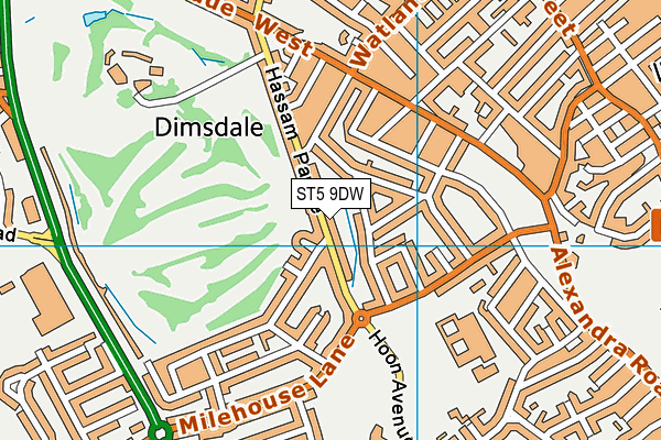 ST5 9DW map - OS VectorMap District (Ordnance Survey)