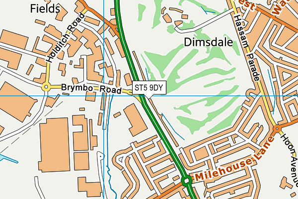 ST5 9DY map - OS VectorMap District (Ordnance Survey)