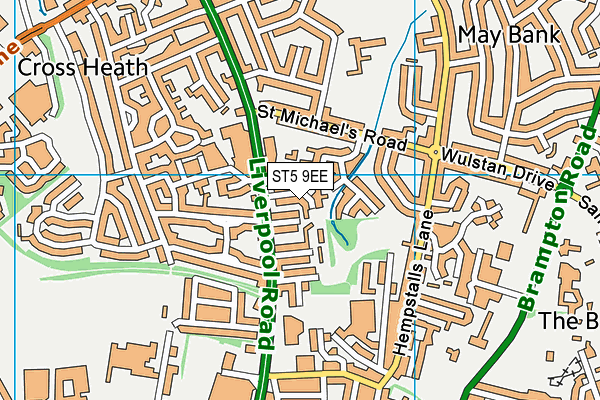 ST5 9EE map - OS VectorMap District (Ordnance Survey)