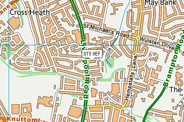 ST5 9EF map - OS VectorMap District (Ordnance Survey)