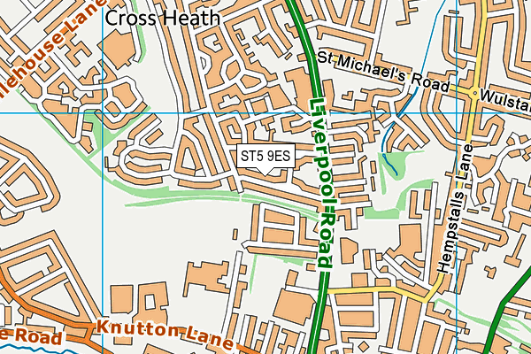 ST5 9ES map - OS VectorMap District (Ordnance Survey)