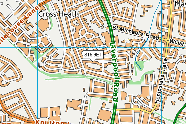 ST5 9ET map - OS VectorMap District (Ordnance Survey)