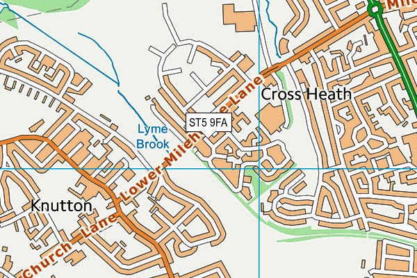 ST5 9FA map - OS VectorMap District (Ordnance Survey)