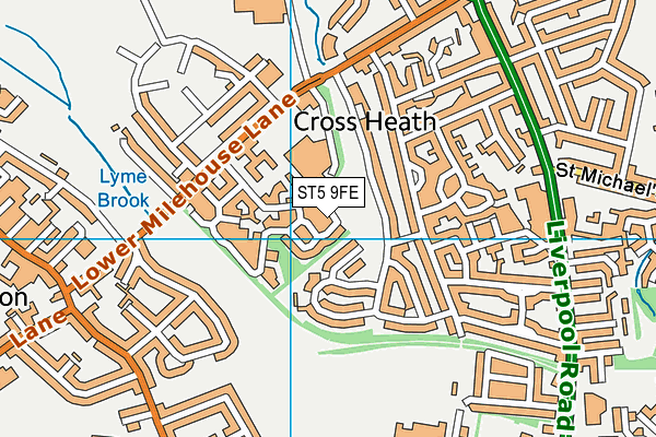ST5 9FE map - OS VectorMap District (Ordnance Survey)