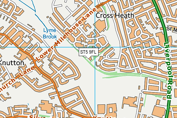 ST5 9FL map - OS VectorMap District (Ordnance Survey)