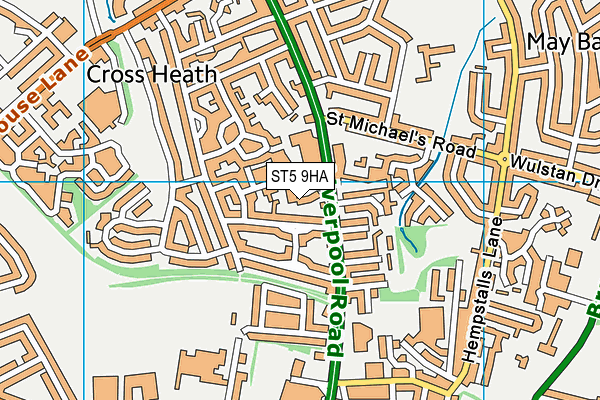 ST5 9HA map - OS VectorMap District (Ordnance Survey)