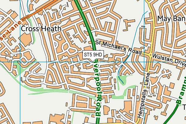 ST5 9HD map - OS VectorMap District (Ordnance Survey)