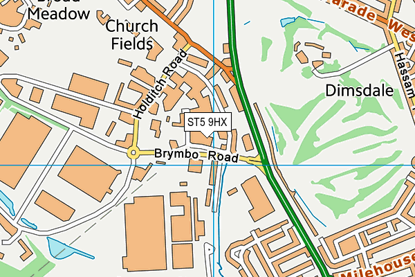 ST5 9HX map - OS VectorMap District (Ordnance Survey)