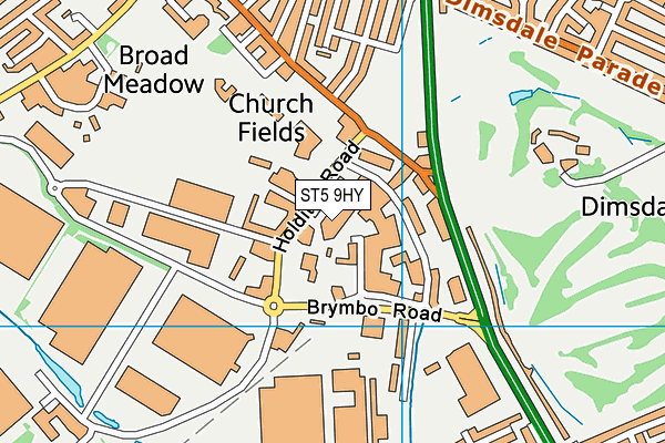 ST5 9HY map - OS VectorMap District (Ordnance Survey)