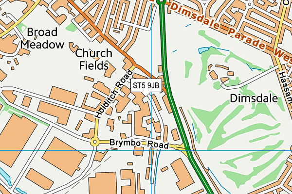 ST5 9JB map - OS VectorMap District (Ordnance Survey)