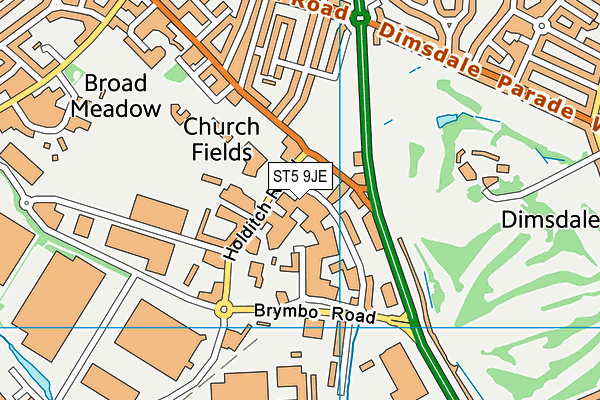 ST5 9JE map - OS VectorMap District (Ordnance Survey)