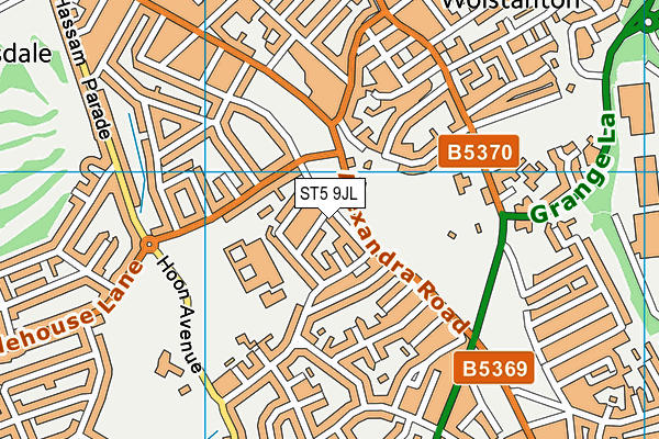 ST5 9JL map - OS VectorMap District (Ordnance Survey)