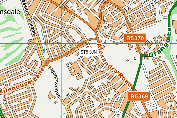 ST5 9JN map - OS VectorMap District (Ordnance Survey)