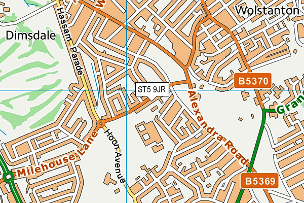 ST5 9JR map - OS VectorMap District (Ordnance Survey)