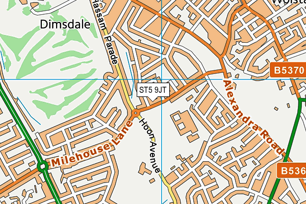 ST5 9JT map - OS VectorMap District (Ordnance Survey)