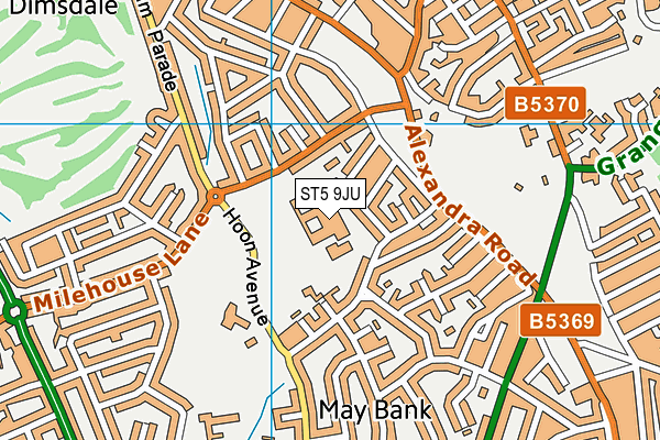 ST5 9JU map - OS VectorMap District (Ordnance Survey)