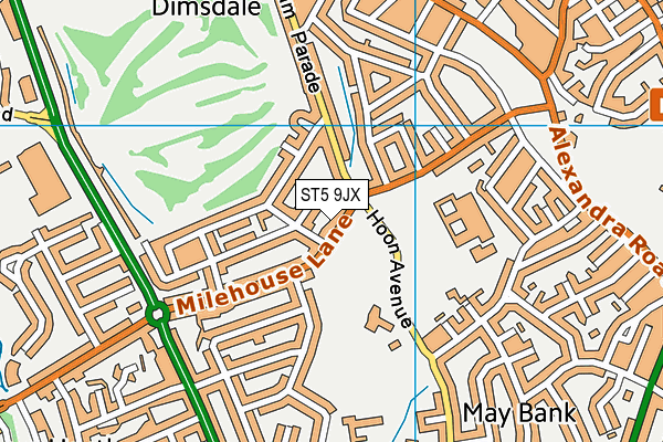 ST5 9JX map - OS VectorMap District (Ordnance Survey)