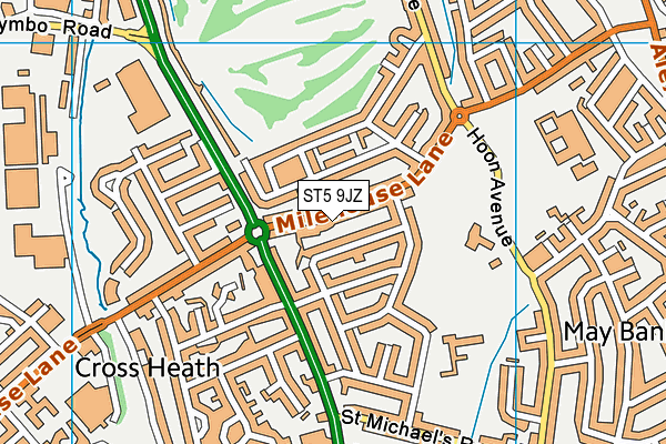 ST5 9JZ map - OS VectorMap District (Ordnance Survey)