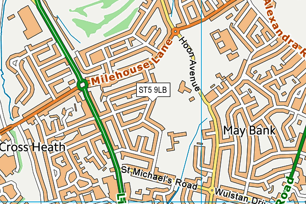 ST5 9LB map - OS VectorMap District (Ordnance Survey)