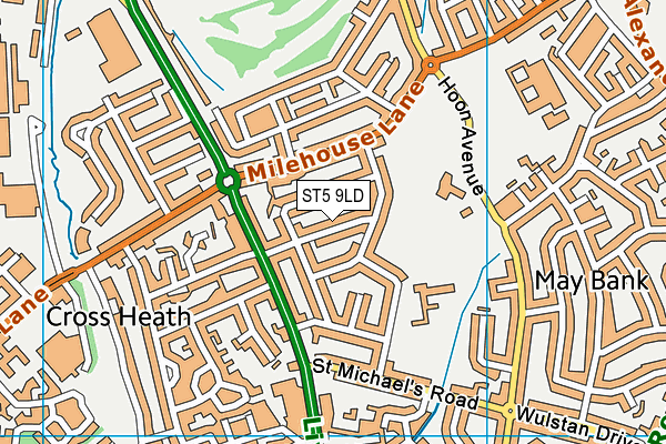 ST5 9LD map - OS VectorMap District (Ordnance Survey)