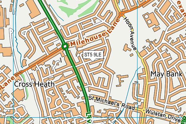 ST5 9LE map - OS VectorMap District (Ordnance Survey)