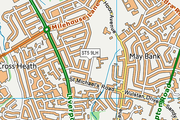 ST5 9LH map - OS VectorMap District (Ordnance Survey)