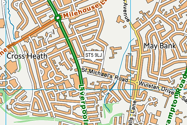 ST5 9LJ map - OS VectorMap District (Ordnance Survey)