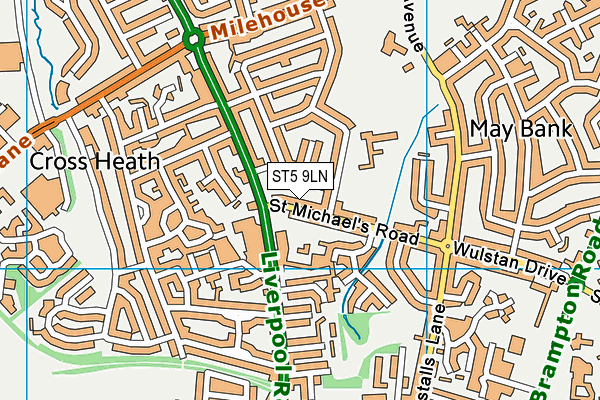 ST5 9LN map - OS VectorMap District (Ordnance Survey)