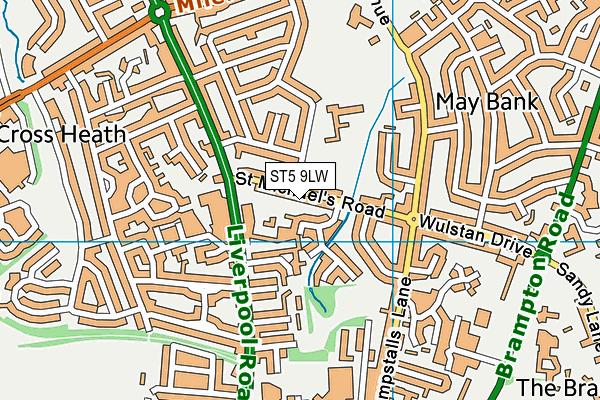 ST5 9LW map - OS VectorMap District (Ordnance Survey)