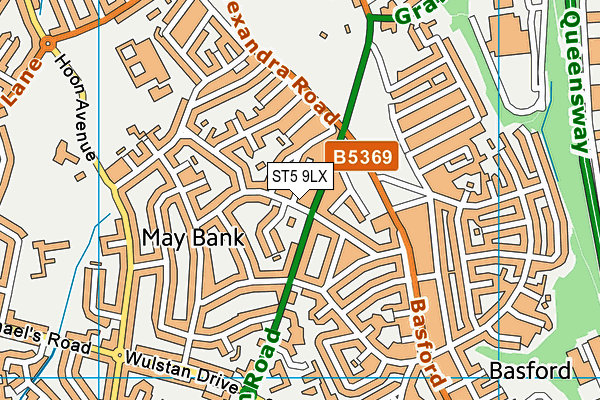 ST5 9LX map - OS VectorMap District (Ordnance Survey)