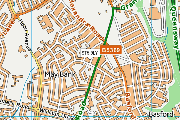 ST5 9LY map - OS VectorMap District (Ordnance Survey)