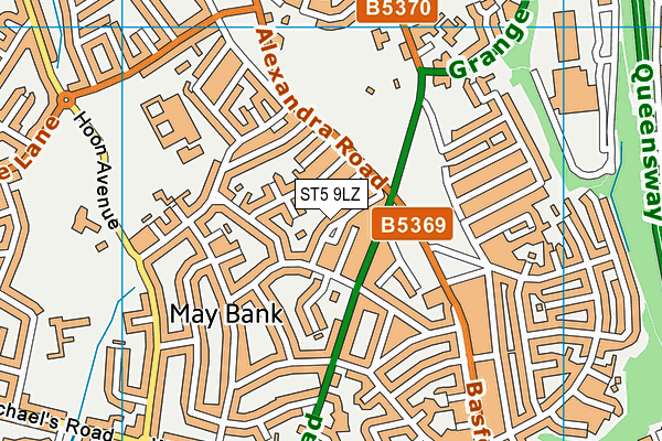 ST5 9LZ map - OS VectorMap District (Ordnance Survey)