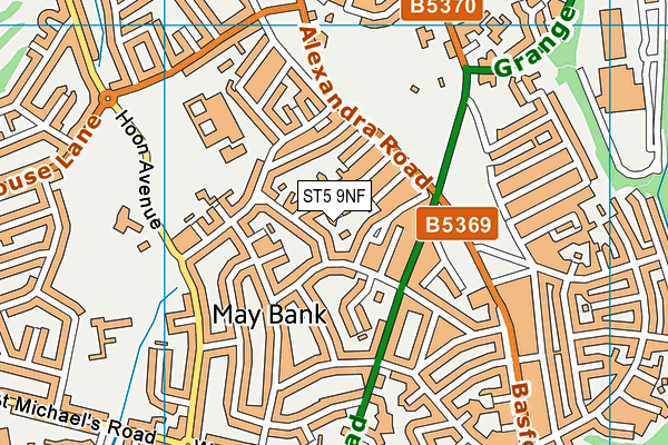 ST5 9NF map - OS VectorMap District (Ordnance Survey)