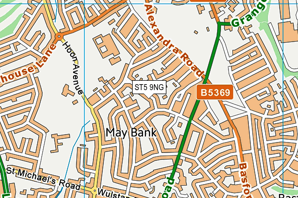 ST5 9NG map - OS VectorMap District (Ordnance Survey)